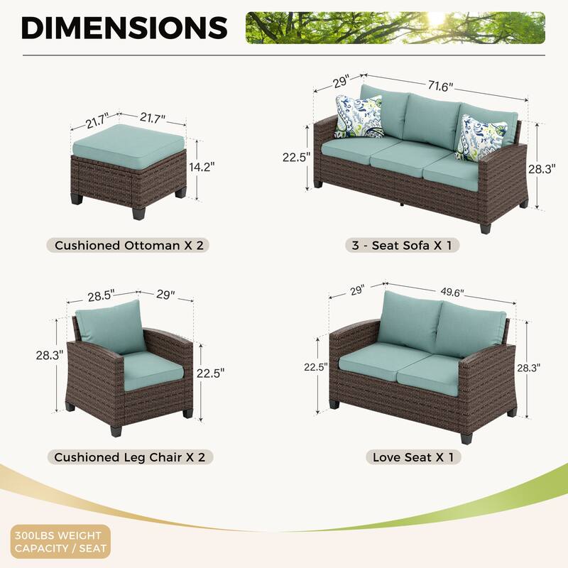 9-Seat Patio Furniture Wicker Rattan Outdoor High-back Sectional Sofa Conversation Set with Firepit Table