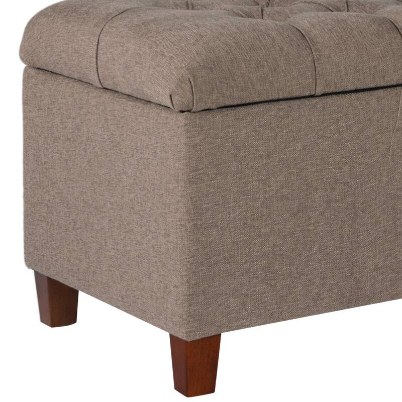 Textured Fabric Upholstered Tufted Wooden Bench With Hinged Storage, - 18 H x 40 W x 18 L Inches