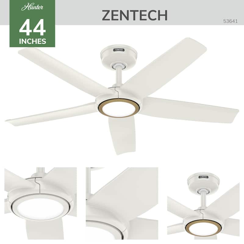 Hunter ZenTech Indoor / Outdoor 5-Blade Smart Ceiling Fan w/ LED Light and Handheld Remote.