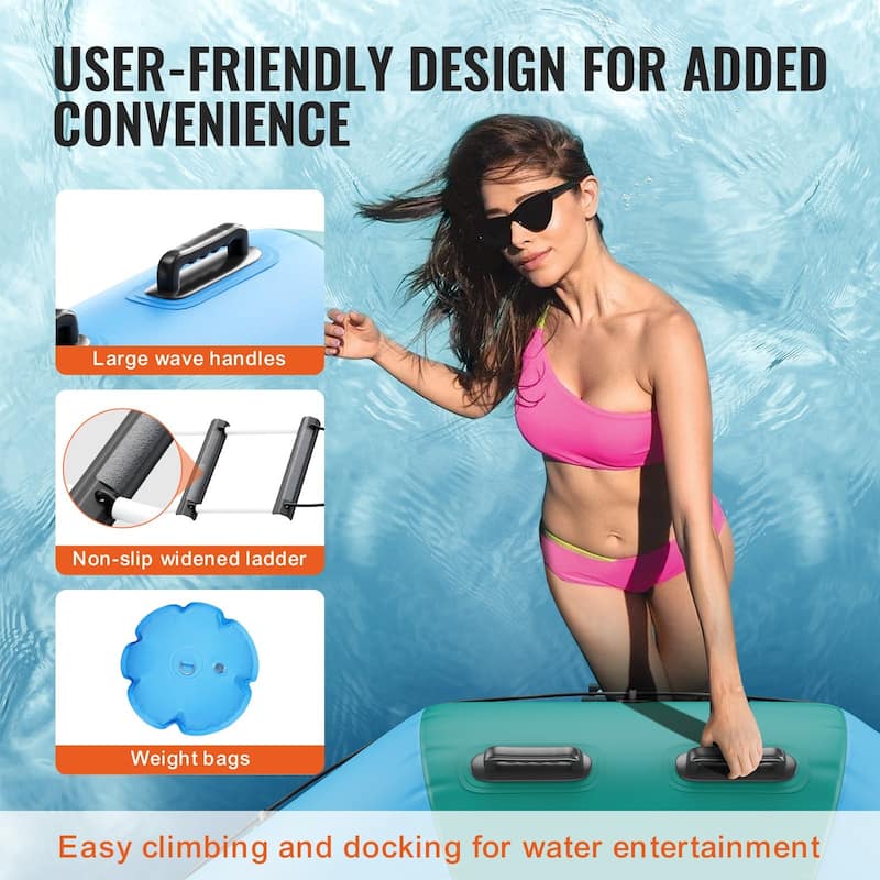 10ft Inflatable Water Trampoline with Ladder and Pump for Lake or Pool