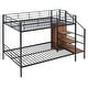 preview thumbnail 5 of 9, Full Over Full Metal Bunk Bed with Storage Ladder & Wardrobe, Black