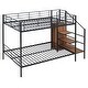 preview thumbnail 17 of 20, Full over Full Size Metal Bunk Bed with Lateral Storage Ladder and Wardrobe for Kids, Boys and Girls