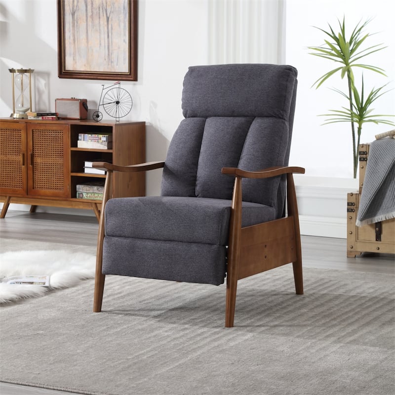Modern Wood Frame Accent Chair Lounge Chair for Living Room - Dark Grey