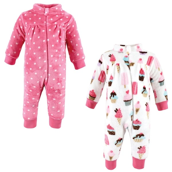slide 1 of 1, Hudson Baby Infant Girl Plush Jumpsuits, Ice Cream 0-3 Months - Ice Cream