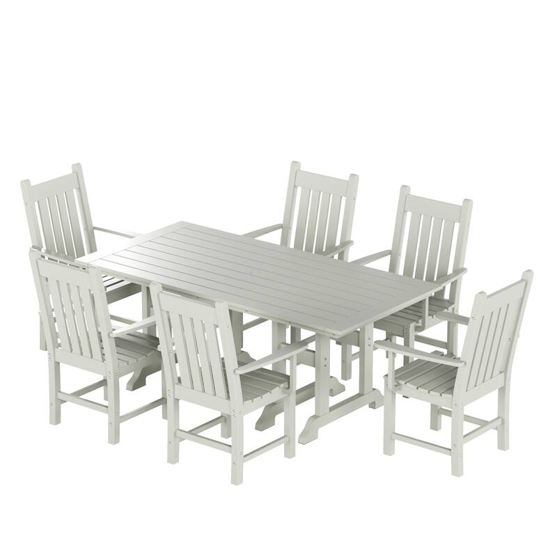Laguna Hdpe All Weather Outdoor Patio Dining Set with Rectangle Table, Arm Chairs (7-Piece Set)