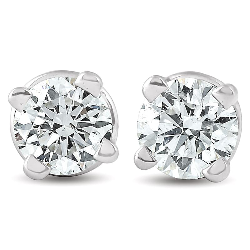 Bliss Diamond 1/3Ct T.W. Round Cut Natural Diamond Screw Back Studs White Gold - White