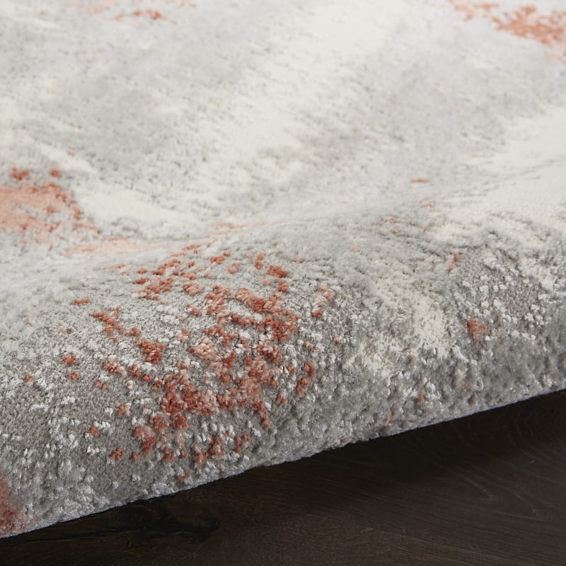 Faqoj Power Loomed Abstract Modern Non Skid Stain Resistant Low Pile Area Rug By HomeRoots - 90' X '27' X '0.25