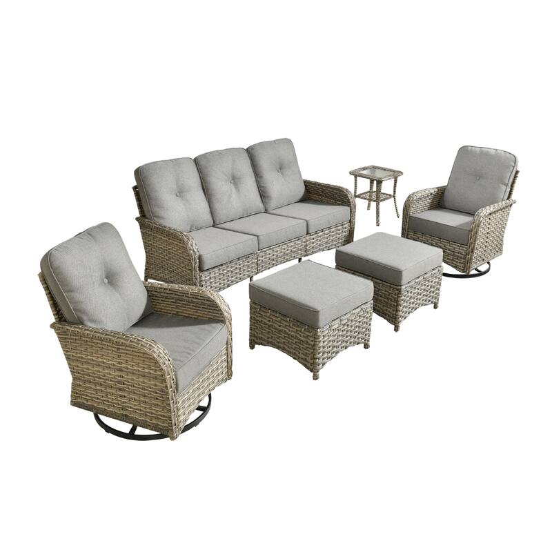 OVIOS 6-piece Patio Wicker Conversation Furniture Set