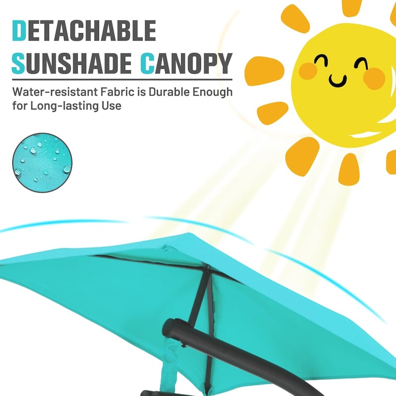 Patio Hanging Hammock Chaise Lounge Chair with Canopy Cushion for Outdoors - 47'' x 70'' x 82'' (L x W x H)
