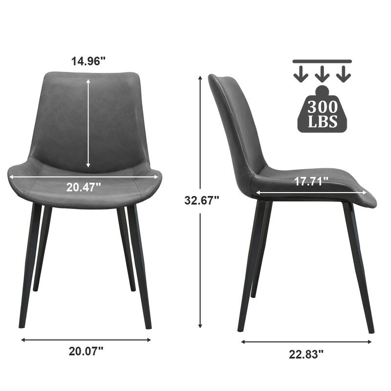 PU Leather Dining Chair with Metal Legs, Modern Upholstered Chair Set of 4 for Kitchen, Restaurant, Living, Meeting Room