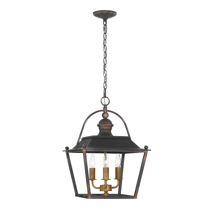 Christoff 3 Light Pendant in Antique Black Iron - Silver