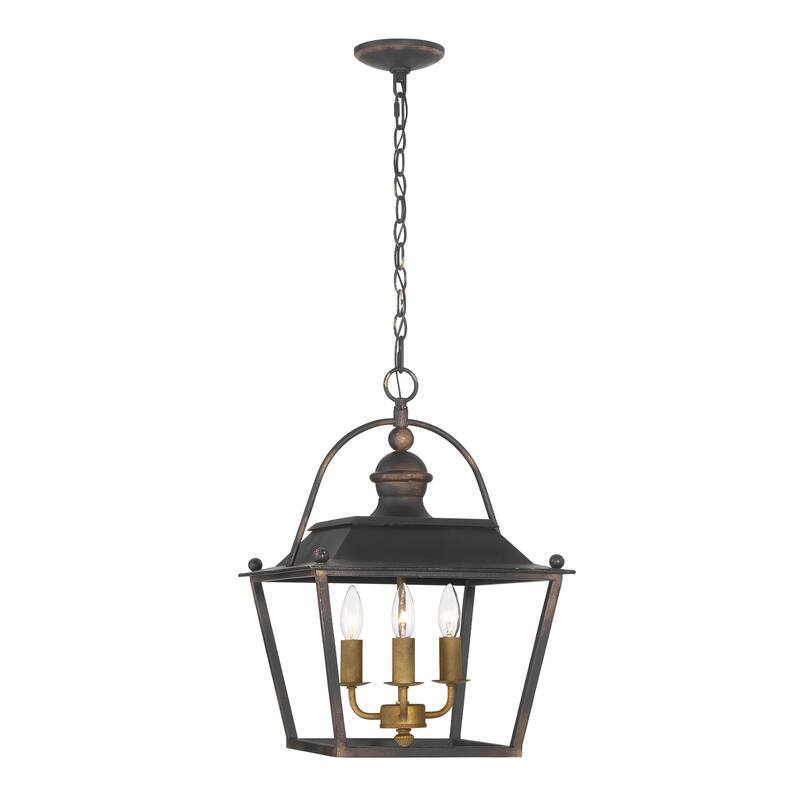 Golden Lighting Christoff 3-light Pendant in Antique Black Iron - Silver