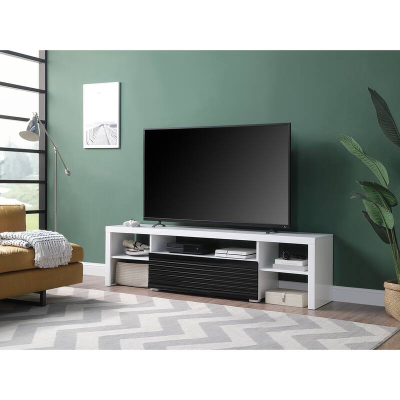 Buck II White & Black High Gloss Finish TV Stand