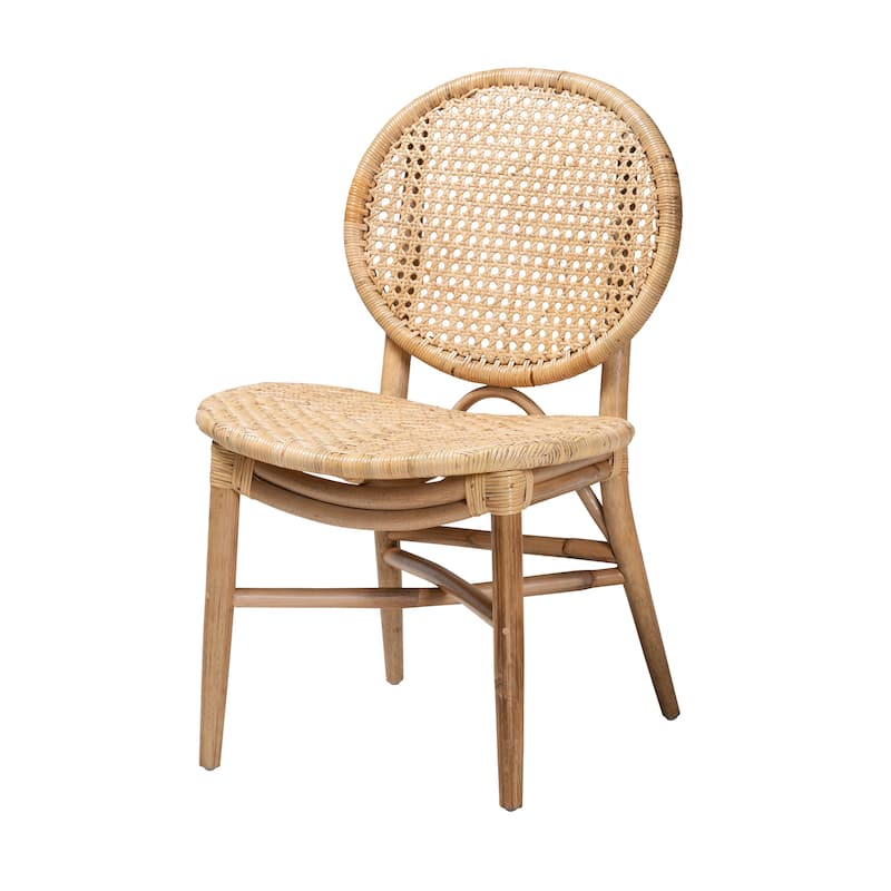 Osaka Modern Bohemian Natural Brown Rattan Dining Chair - Natural Brown