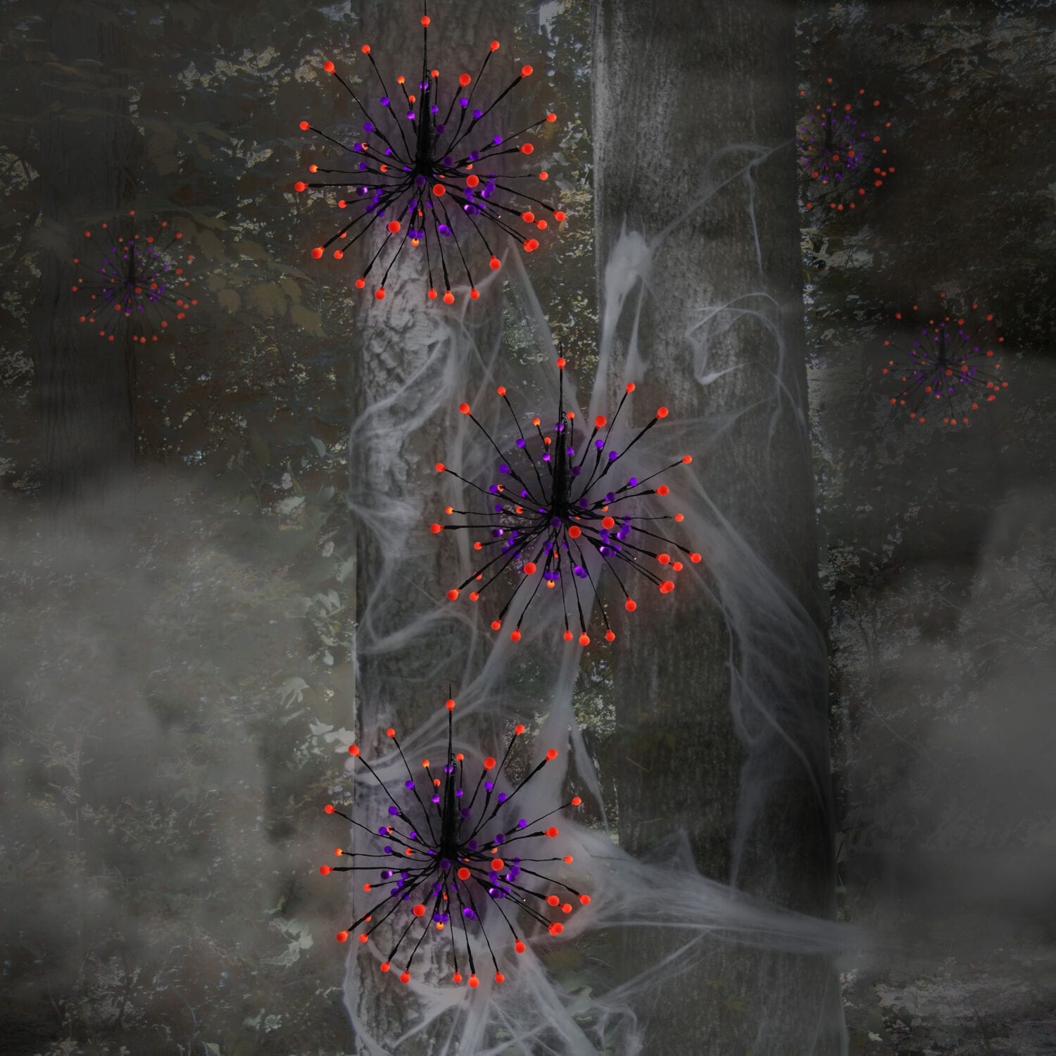 Haunted Hill Farm Set of 6 Battery-Operated Radiant Starburst LED Lights w/ 8 Functions and Timer