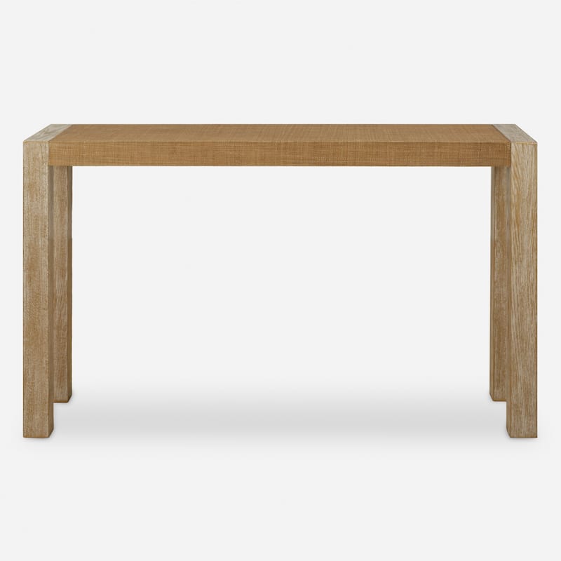 Grass Cloth Top Console Sofa Table - 52" - Brown