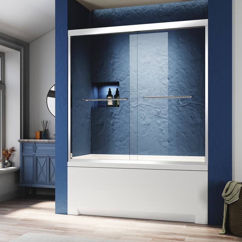 Semi Frameless Double Bathtub Door - 60*57
