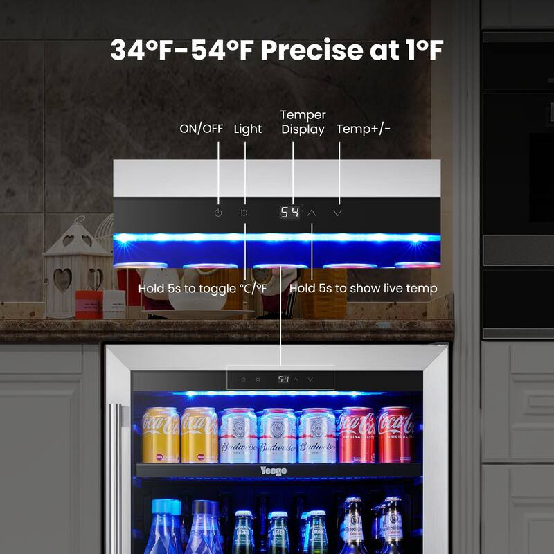 Yeego 23.4 Inch Beverage cooler 140 Can Can Built-in/Freestanding Beverage Refrigerator - 24 inch