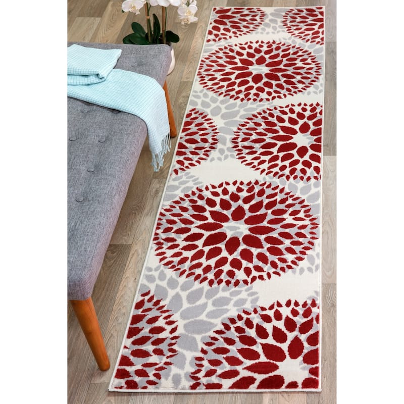 World Rug Gallery Modern Floral Circles Area Rug