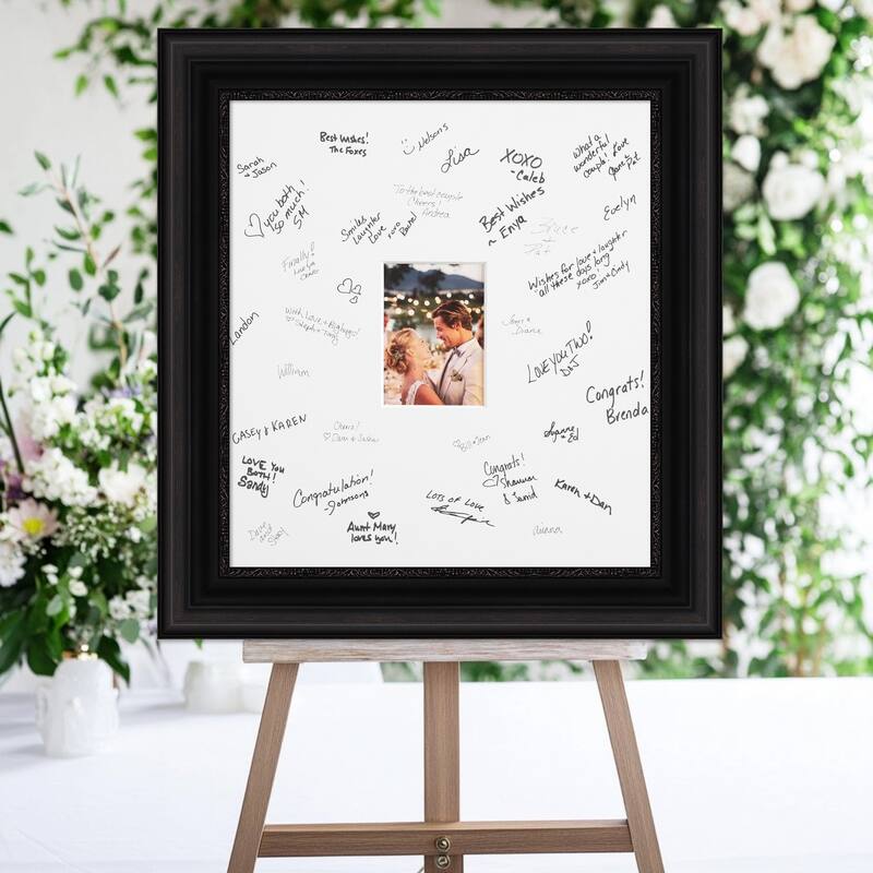 Parlor Signature Mat Picture Frame - Autograph Photo Frame Guest Book Alternative for Weddings, Graduations, or Retirement - 5x7 - Parlor Black