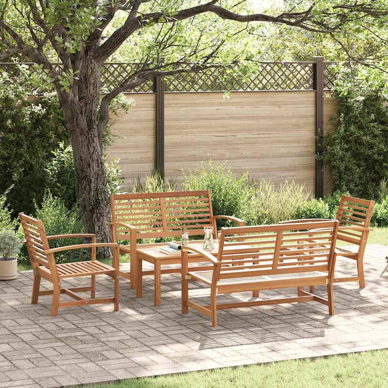 vidaXL Garden Sofa Set Natural Solid teak wood - 37 x 18 x 16