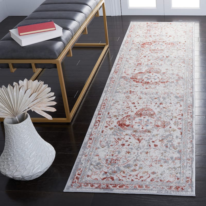 SAFAVIEH Shivan Pervin Vintage Oriental Medallion Rug - 2'2" x 8' Runner - Ivory/Rust