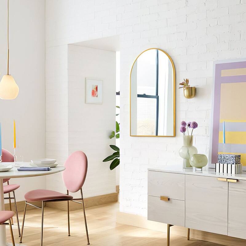 Arch Bathroom Wall Mirror Large Metal Frame Wall Mounted Mirror for Bedroom Living Room Dresser Entryway Decor