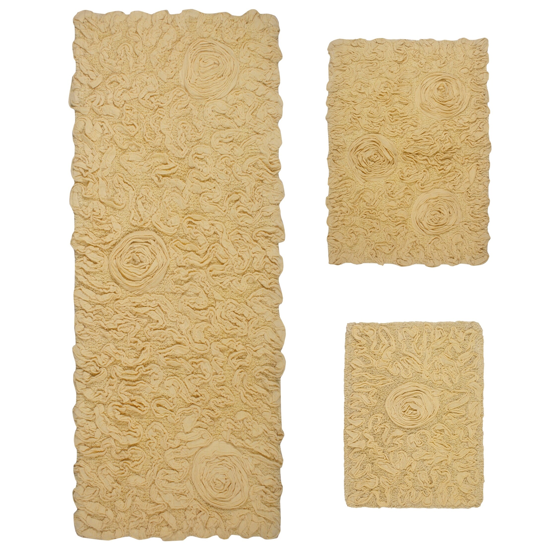 Bell Flower Collection 100% Cotton Non-Slip Bathroom Rug-image