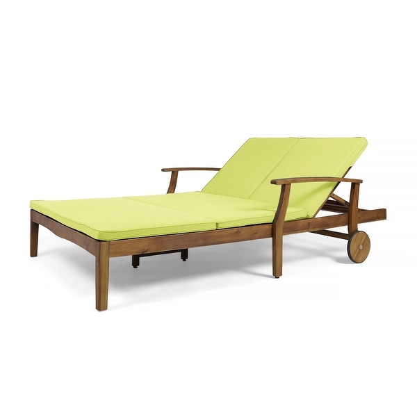 Perla outdoor acacia wood double chaise lounge by christopher knight home online
