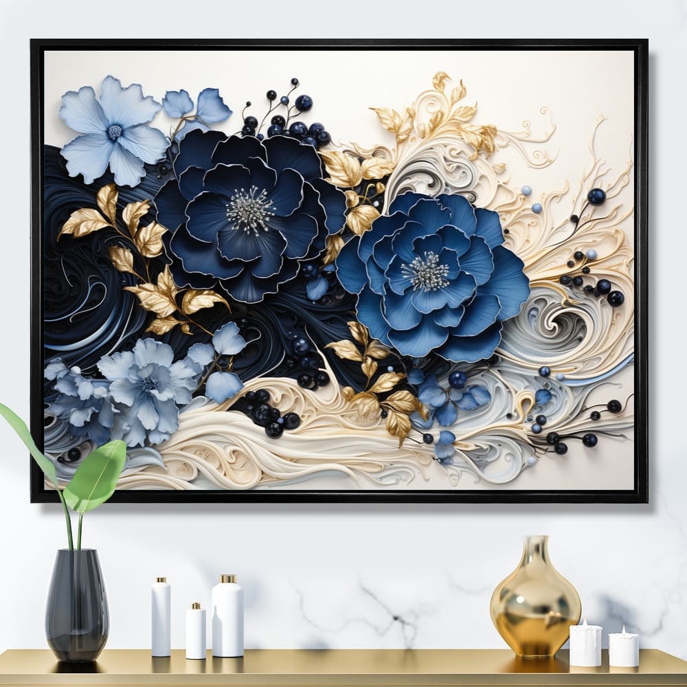 Designart "Liquid Ink Spiralscape I" Abstract Spirals Framed Canvas Wall Art
