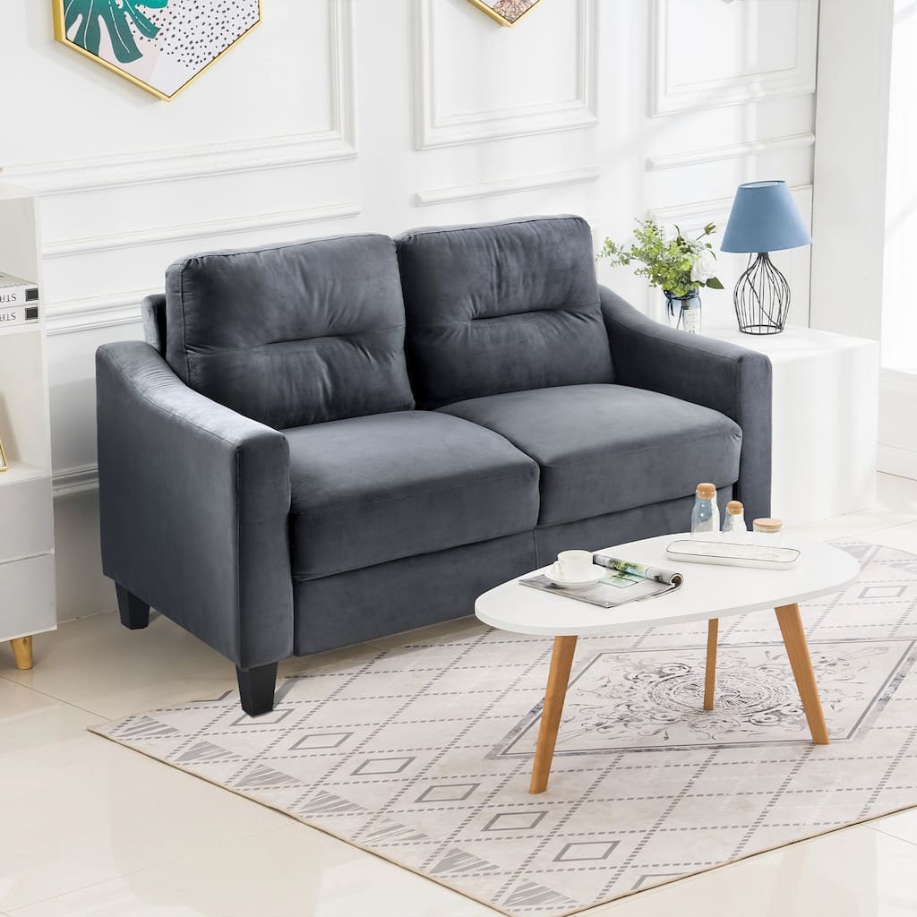 2 Seat Sectional Sofa with U-Shaped Spring Links and Solid Wood Frame Velvet Loveseat Couch for Living Room Bedroom Office