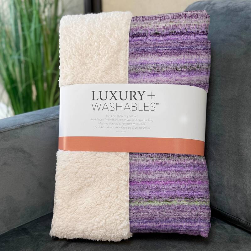 Premium Machine Washable Casual Stripes Sherpa Throw Blanket