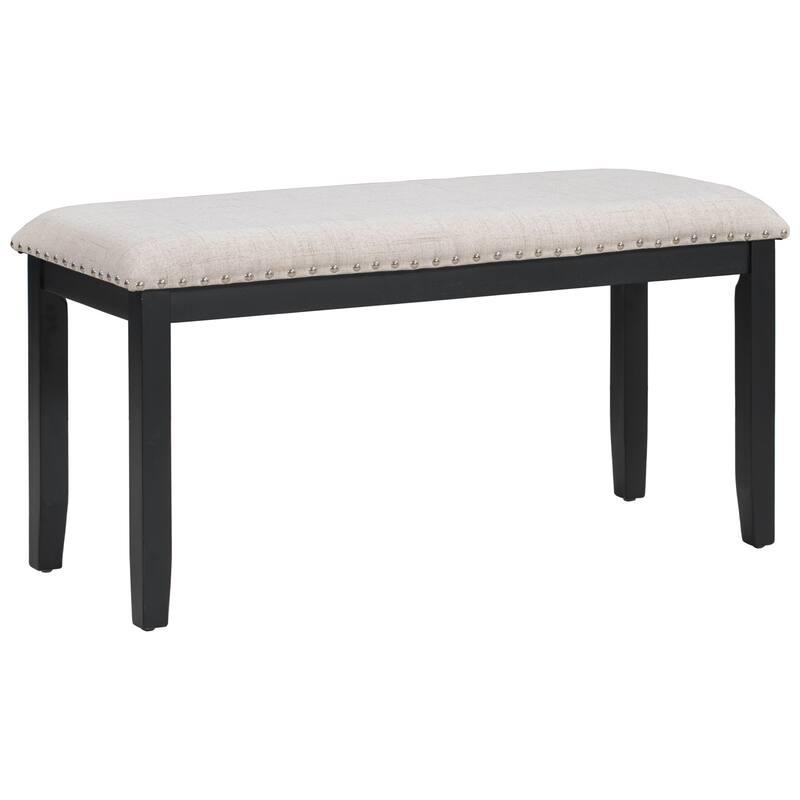 6-Piece Wooden Dining Table Set with Faux Marble Top, 4 Chairs & Bench