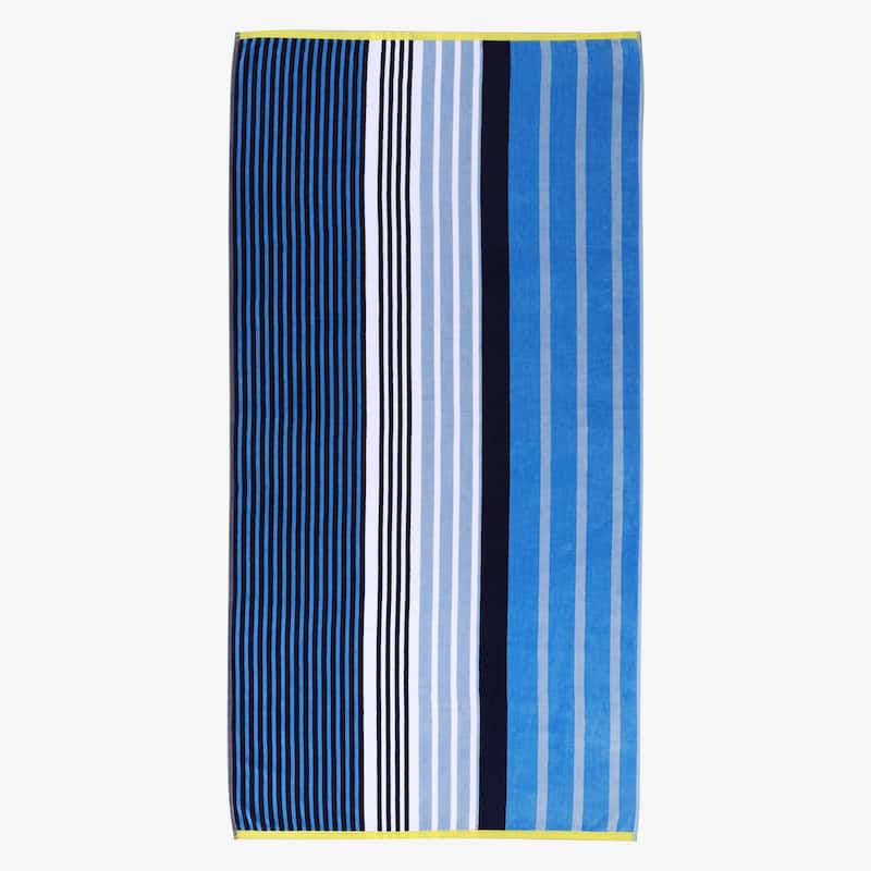 Superior Mira Striped Cotton Velour Terry Large Oversized Beach Towel
