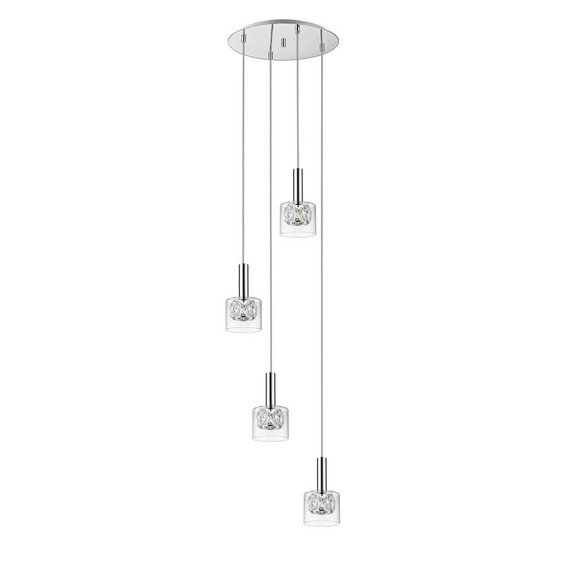 SAFAVIEH Lighting Shakila Pendant - 15.3"x15.3"x52.28-82.28" - Silver/Glass - 15Wx15Dx82H