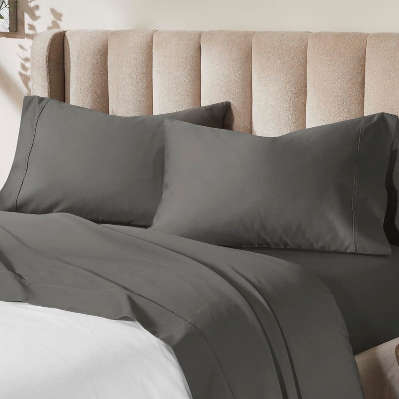 Superior Pavo Cotton 700 Thread Count Perfect Fit Sheet Set - King - 20" Extra Extra Deep Pocket - Charcoal