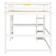 preview thumbnail 6 of 7, Full Loft Bed Pine Kids Bed with Desk Shelves and Ladder, White