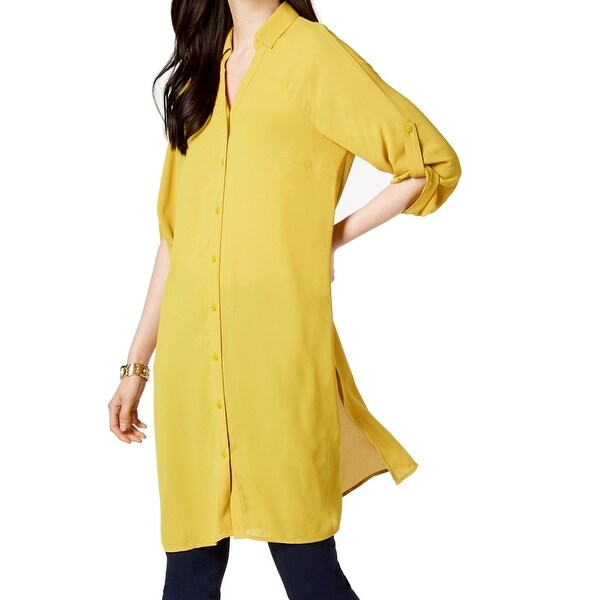 Alfani Women's Blouse Gold Yellow Size XXL Plus Button Down Tunic. Opens flyout.