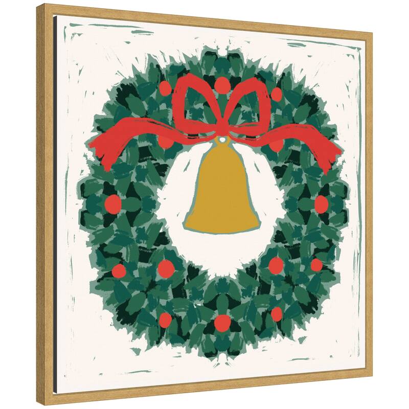 Kate and Laurel Sylvie Framed Canvas Paint Wreath by Hannah Beisang - Yellow
