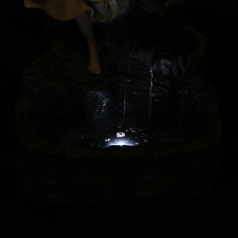 Sunnydaze Angel Falls Solar Outdoor Water Fountain w/ Battery 29" with LED Light