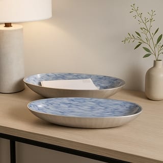 Oval Metal Bowls Sculptural Design -Set of 2 - 20", 23" - 23.0"