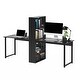HOMCOM 88” Extra Long 2-Person Computer Desk w/ Bookshelf Combo Double ...