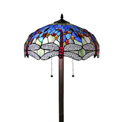 Tiffany-style Azul Dragonfly 18-inch Floor Lamp