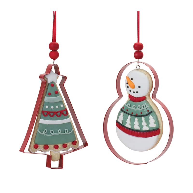 Glittered Tree and Snowman Cookie Cutter Christmas Ornaments - 4.25" - Set of 12