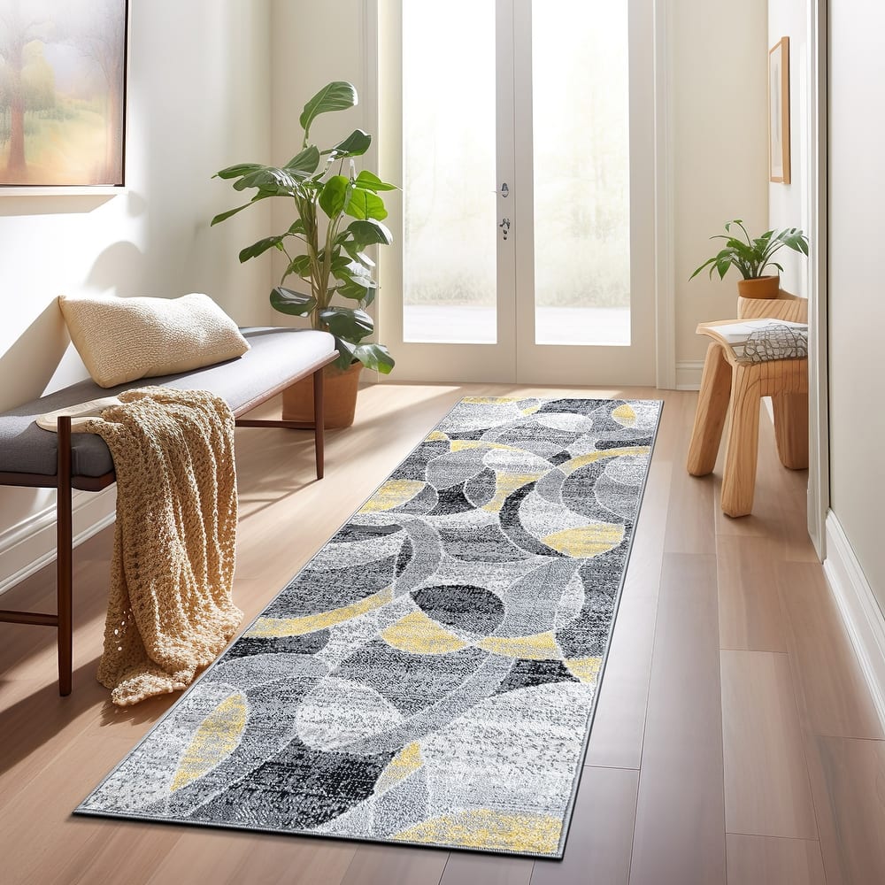World Rug Gallery Contemporary Distressed Circle Area Rug