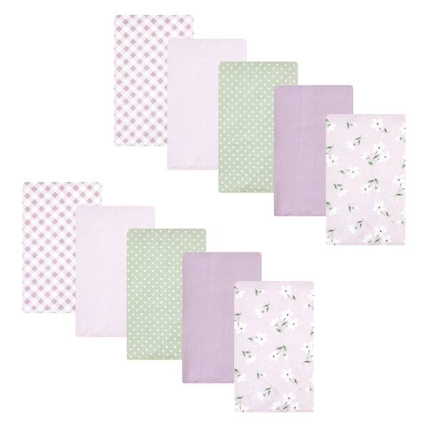 slide 1 of 1, Hudson Baby Infant Girl Cotton Flannel Burp Cloths, Purple Dainty Floral 10 Pack, One Size One Size - Purple Dainty Floral 10 Pack