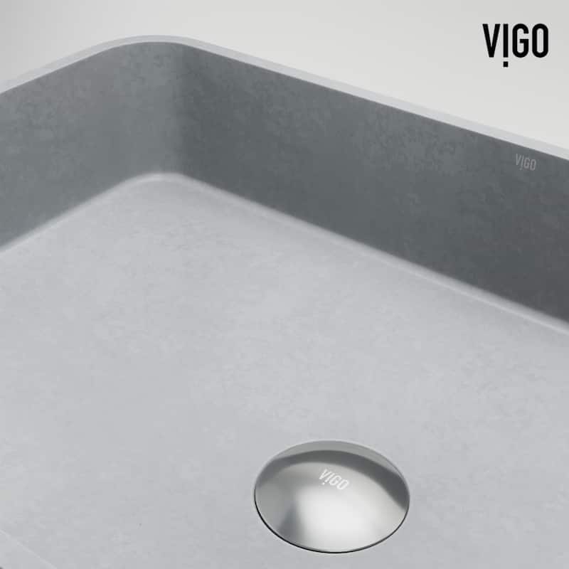 VIGO Cadman 21"L x 14"W Concrete Vessel Sink and Apollo 12"H Faucet Set