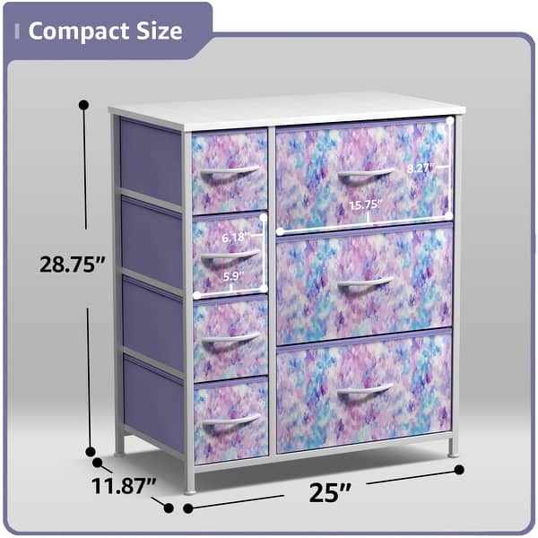 dimension image slide 2 of 11, Dresser w/ 7 Drawers, Furniture Storage & Chest Tower for Bedroom