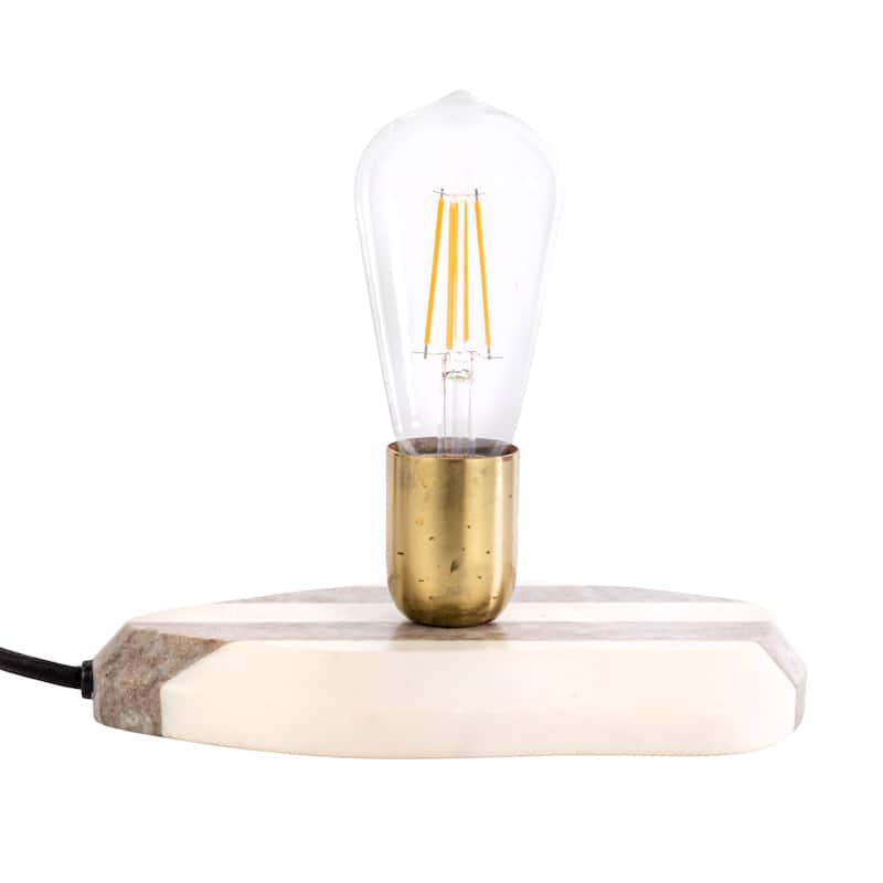 Marble Striped Wall Sconce with Inline Switch, White and Buff Color - 9.0"L x 5.0"W x 3.3"H