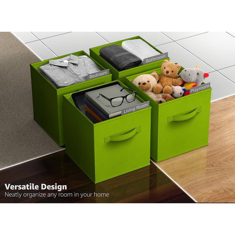Sorbus Fabric Storage Bins 13" Set of 2 With 8 Foldable Storage Bins Foldable With Handles For Pantry, Cubbies, Toy Clothes- 8Pk